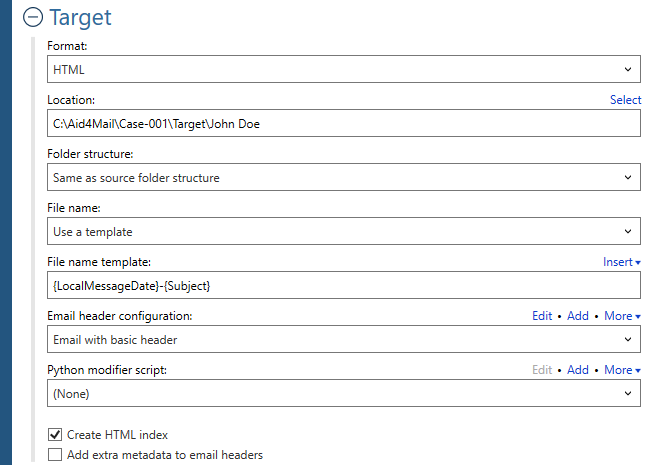 HTML as target format